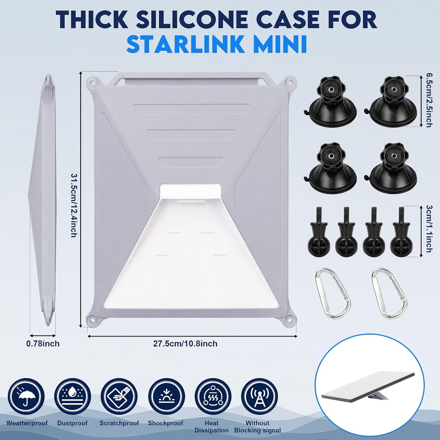 Starlink Mini Silicone Protective Case & 4-Cup Suction Mount Kit