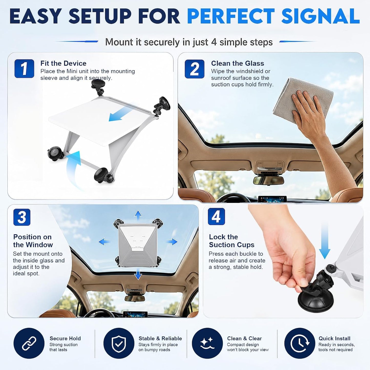 Starlink Mini Silicone Protective Case & 4-Cup Suction Mount Kit