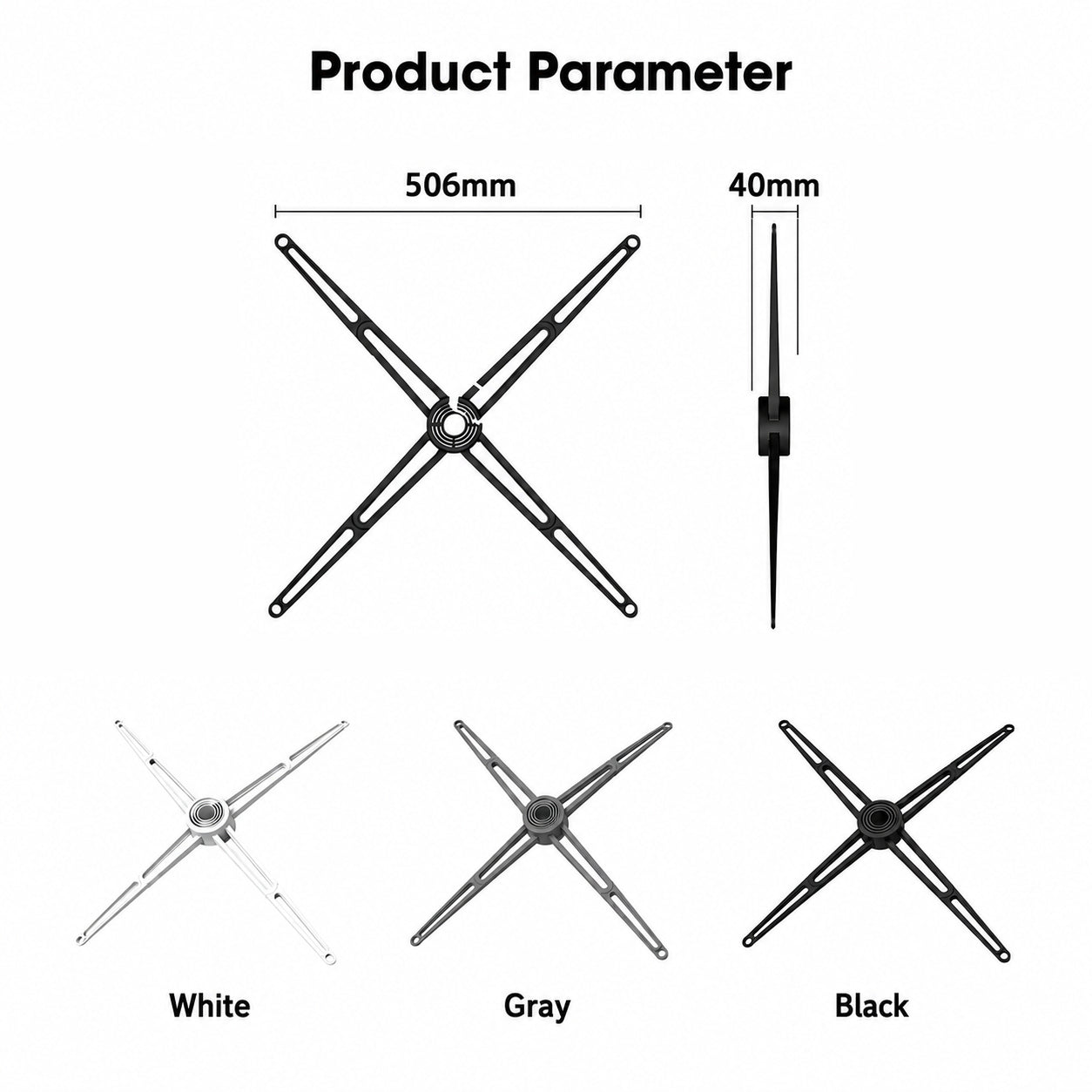 Product parameters and color options white gray black for Starlink securing strap