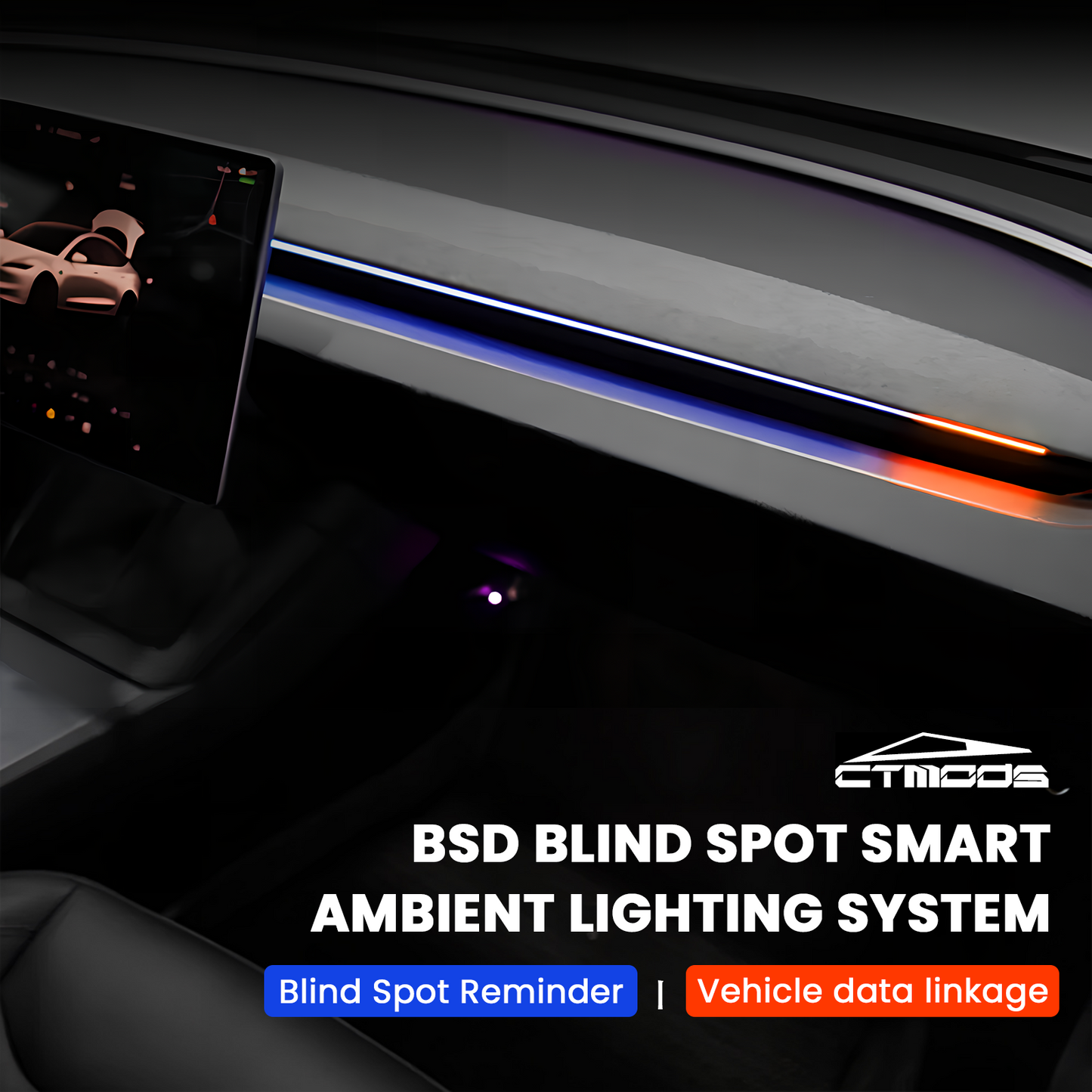BSD Blind Spot Monitor Atmosphere Light System For Tesla Model 3/Y/3 Highland/Y Juniper