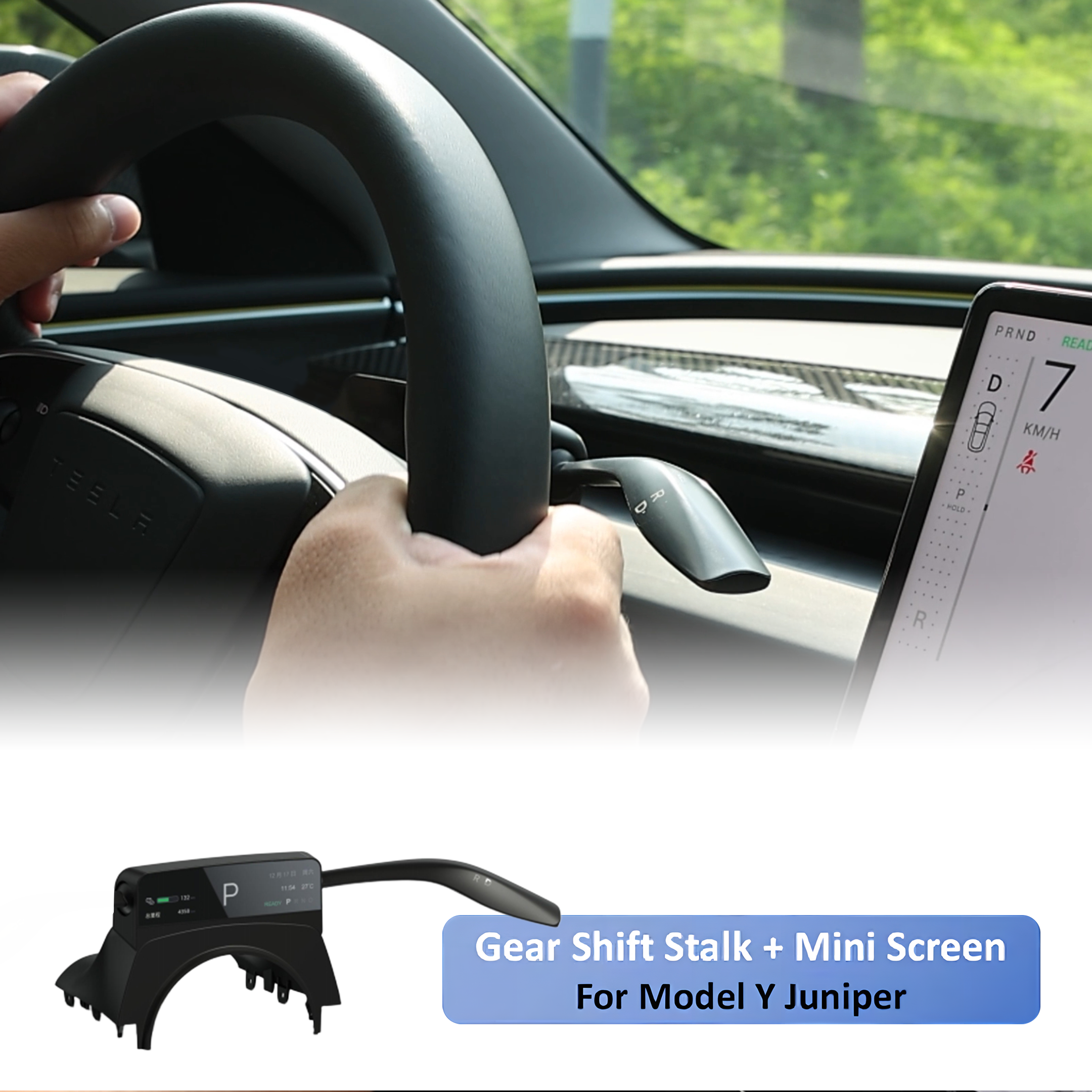 Turn Signal & Gear Shift Stalk With Mini Display For Tesla Model 3 Highland / Y Juniper