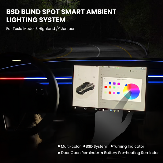 BSD 2.0 Blind Spot Warning System For Tesla Model 3 Highland / Y Juniper/Cybertruck Ambient Lighting