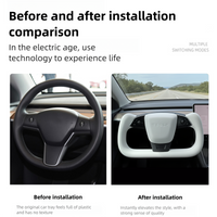 2025 2026 ctmods Model 3 Highland / Y juniper Premium Nappa Leather Yoke Steering Wheel V2