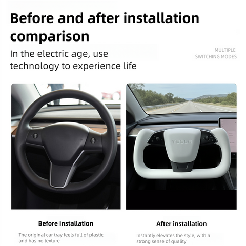 2025 2026 ctmods Model 3 Highland / Y juniper Premium Nappa Leather Yoke Steering Wheel V2