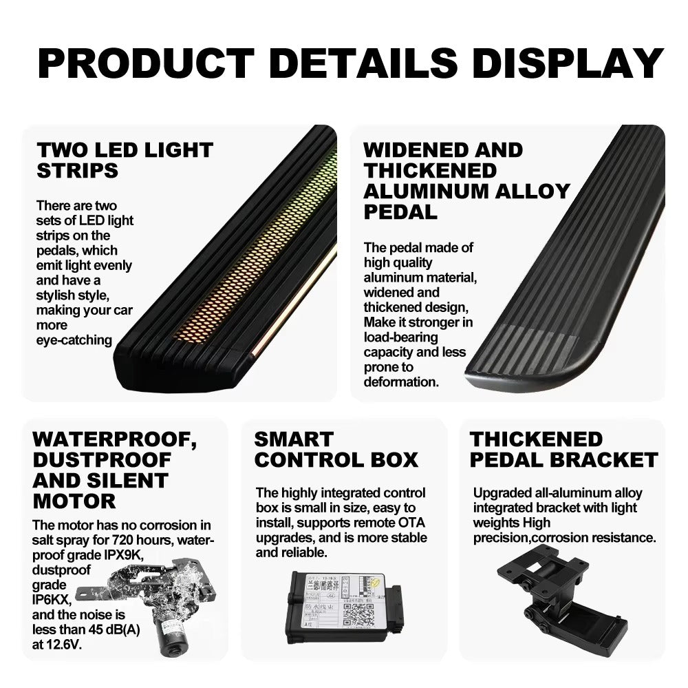 BYD Shark 6 Electric Running Boards Side Steps - Exterior Brackets Nerf Bars