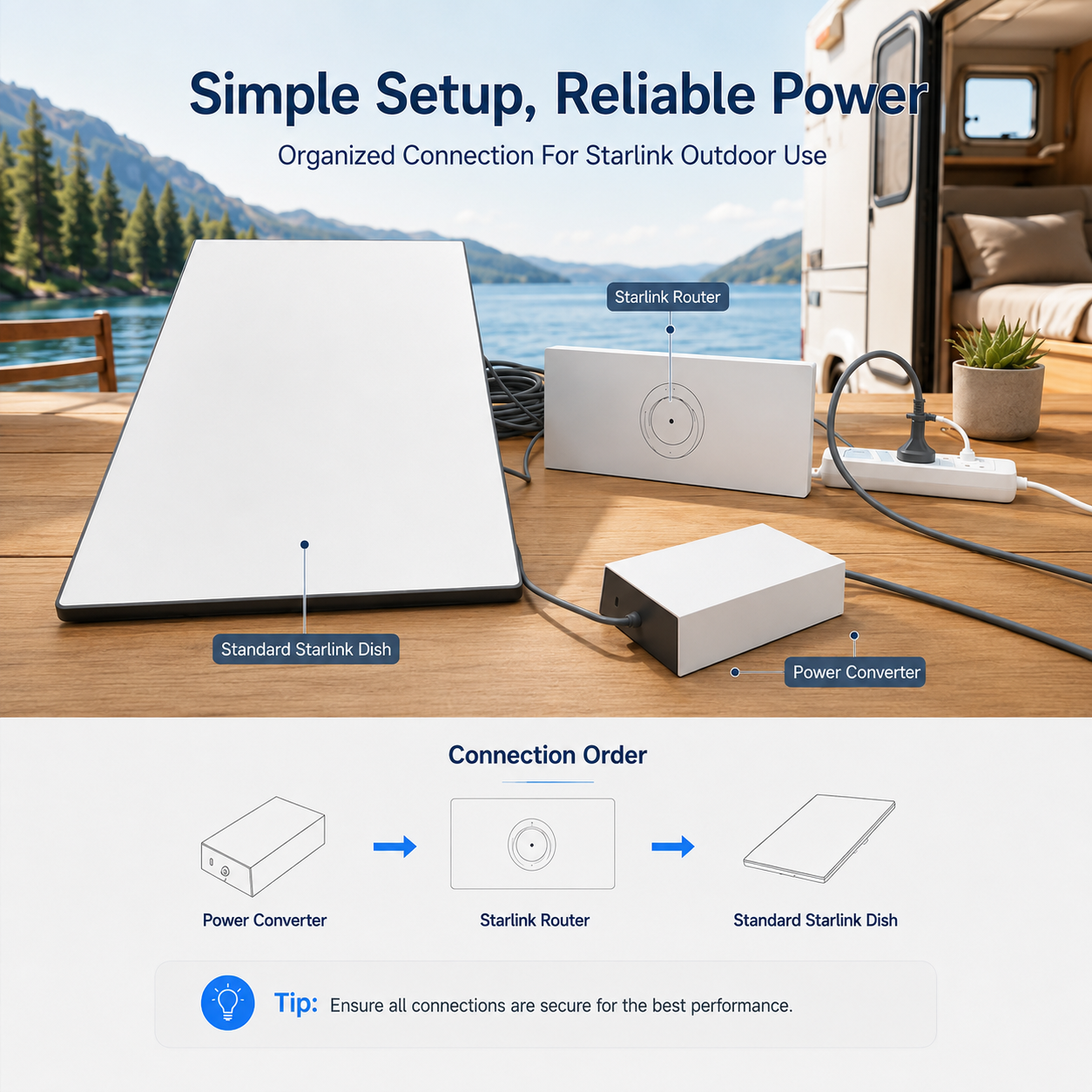 Starlink Gen 3 195W Replacement AC Power Adapter with 65W USB-C Output - 57V 3.42A