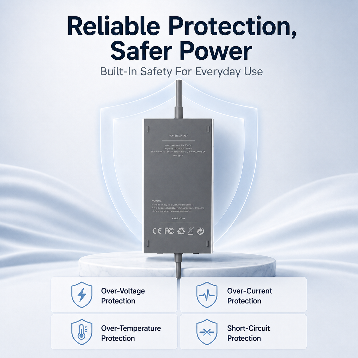 Starlink Gen 3 195W Replacement AC Power Adapter with 65W USB-C Output - 57V 3.42A