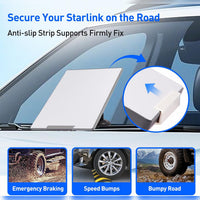 Starlink Mini windshield suction mount with anti-slip strip support for bumpy road driving