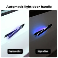 Tesla door handle Automatic light - Daytime effect and Night effect comparison