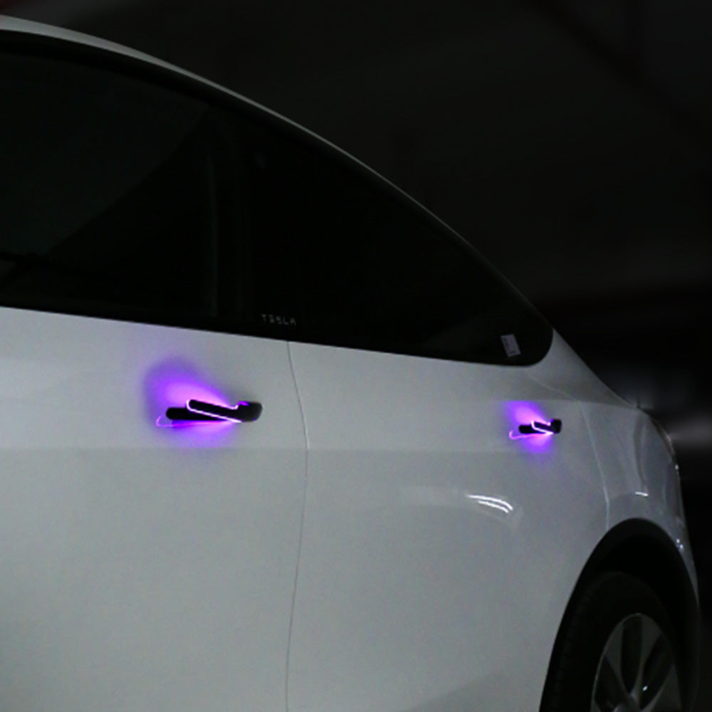 Tesla door handle turn signal hazard warning LED sync safety feature