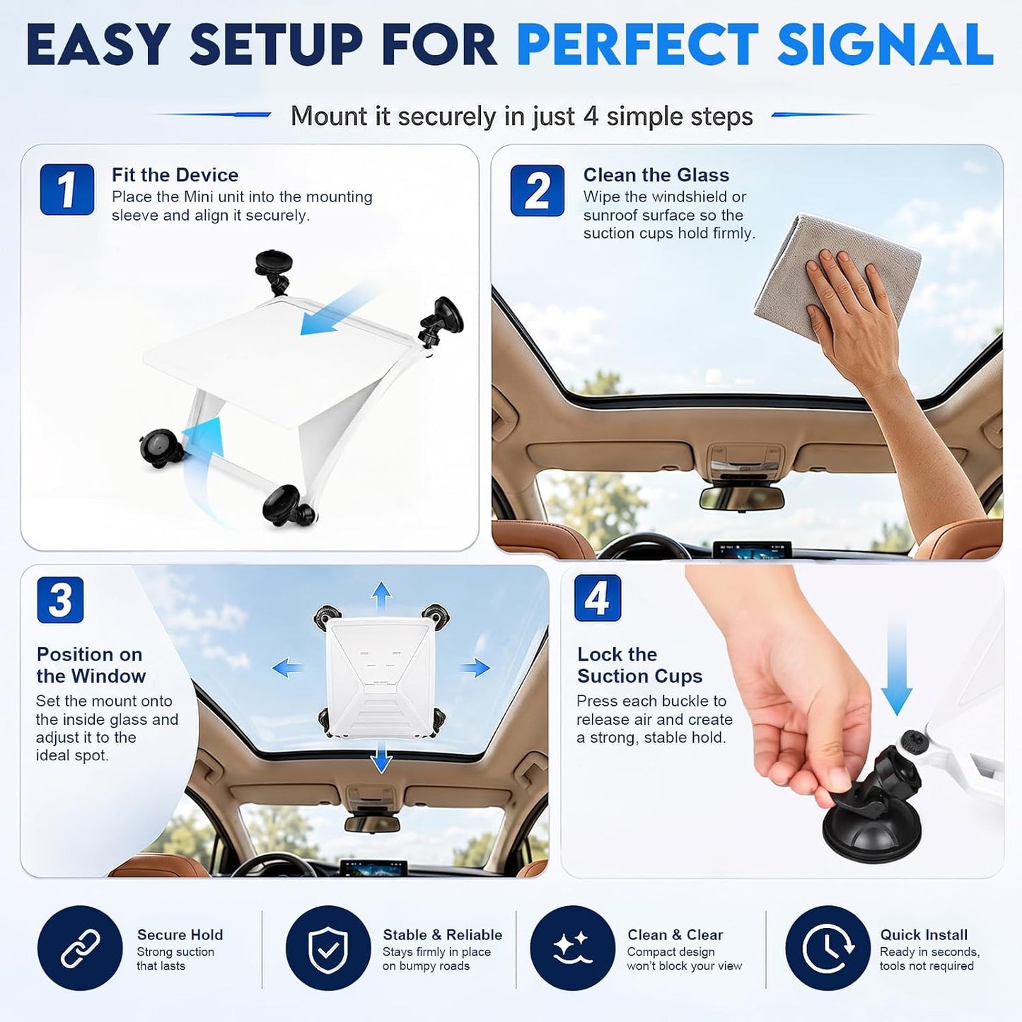Starlink Mini Silicone Protective Case & 4-Cup Suction Mount Kit
